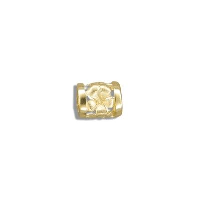 14kt Yellow Gold Hawaiian Sanded Plumeria Lucky Barrel Pendant