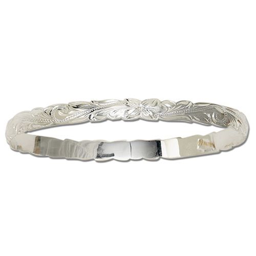 Sterling Silver 6mm Hawaiian Cut-out Bangle