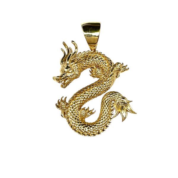 14KT Yellow Gold Men's 3D Dragon Pendant