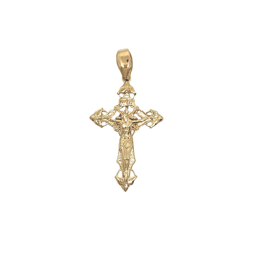 14K Yellow Gold Jesus Crucifix Pendant (1 inch)