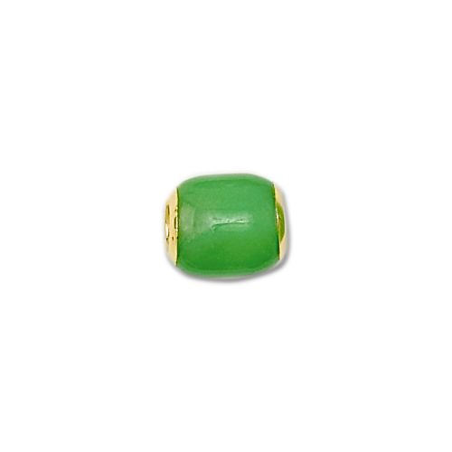 14KT Yellow Gold Green Jade Lucky Barrel Pendant