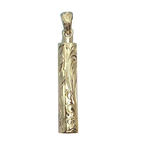 14KT Gold Hand Carved Hawaiian 6mm Cremation Ash Holder (1.5 inches)
