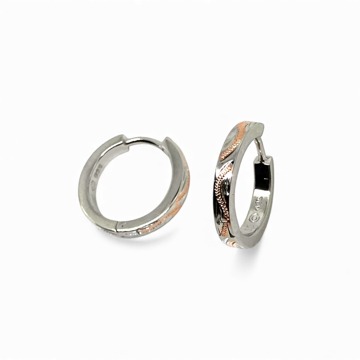 Sterling Silver 15mm Hawaiian Hand Carved Hoop Earrings 