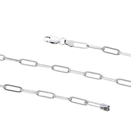 Rhodium Sterling silver Diamond Cut Paper Clip Chain