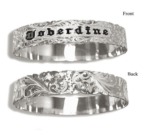 Sterling Silver Custom Hawaiian Bangle Bracelet with Cut-Out Double Plumeria Scroll Design
