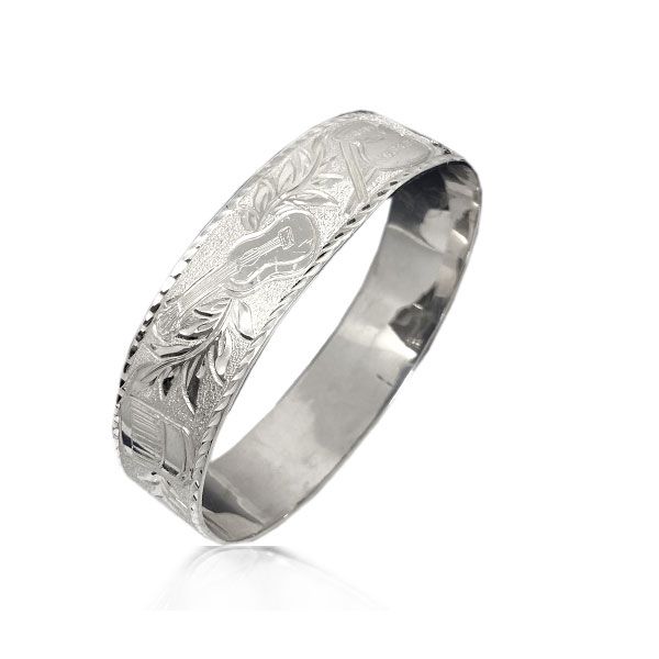 Sterling Silver Hawaiian Custom Made Bangle with Hula Dancers Design