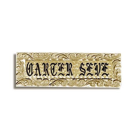 14K Yellow Gold Hawaiian Scroll Custom Rectangle Name Plate