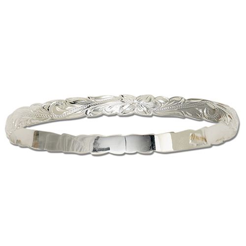 Sterling Silver 6mm  Hawaiian Cut-out Bangle