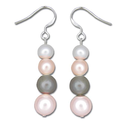 Sterling Silver Fresh Water Pearl Drop Fish Wire Earrings