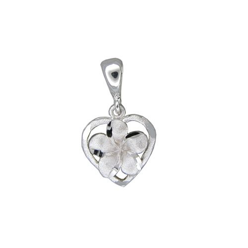 14kt White Gold Hawaiian 8mm Pluemria Heart Pendant