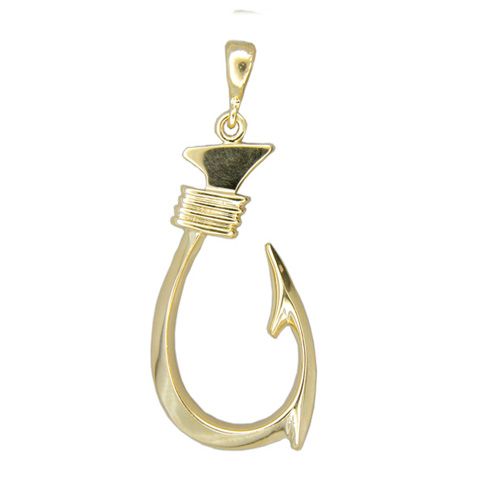 14kt Yellow Gold Hawaiian Fish Hook Pendant