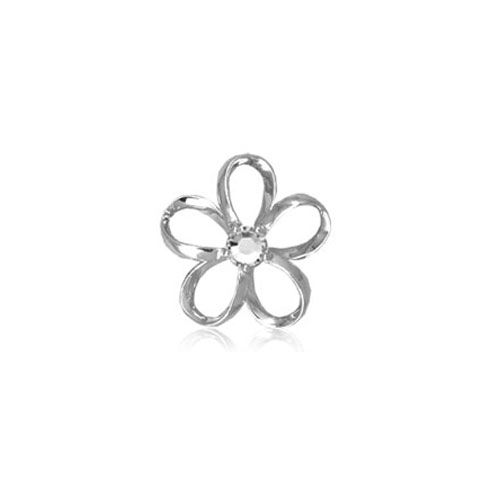 Sterling Silver 12MM Hawaiian Plumeria with Swarovski Crystal Pendant