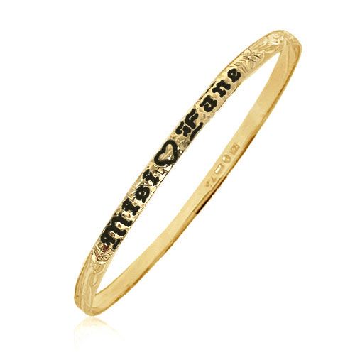 14KT Gold Custom Hawaiian 4mm Bangle Bracelet